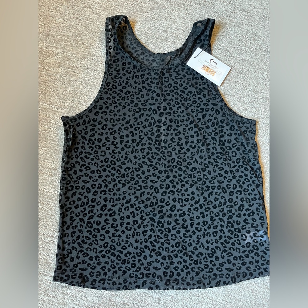 Zyia Black Leopard Mesh Tank